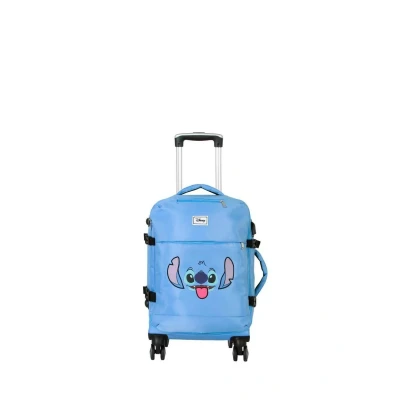 Afbeelding van Karactermania Disney Lilo en Stitch Gezicht 4 Wielen Trolley Handbagage Koffer lichtgewicht blauw