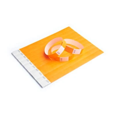 Afbeelding van Tyvek Papieren armbanden voor controle en veiligheid, 500 stuks, evenementen, feesten, festivals reizen, entree (oranje)