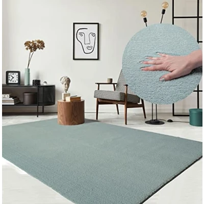 Afbeelding van Vloerkleed voor binnen in Blauw 80x150 cm Rechthoek Hoogpolig Wasbaar Antislip onderkant Modern en zacht RELAX Kleed by The Carpet