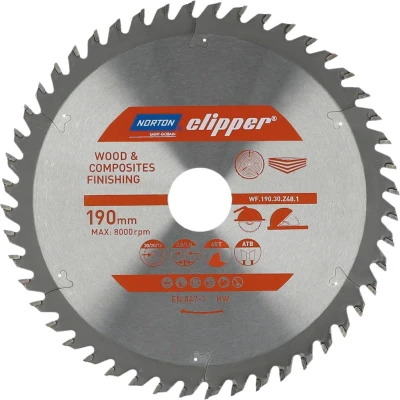 Afbeelding van Norton Clipper Hout en Composiet Zaagblad ATB Finishing 190mm 48 tanden Voor Cirkelzagen Afkortzagen