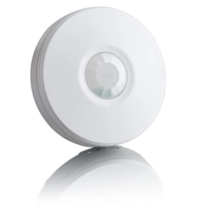 Afbeelding van SEBSON® Bewegingsmelder Opbouw Buiten IP65, Programmeerbaar Detectiebereik 8m/360, Plafondmontage, LED geschikt, Infrarood Sensor, 3 draads