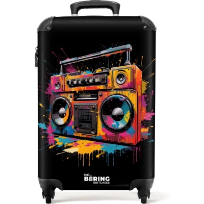 Afbeelding van NoBoringSuitcases.com® Handbagage koffer lichtgewicht Reiskoffer trolley Radio met kleurrijke verf Rolkoffer wieltjes Past binnen 55x40x20 en 55x35x25