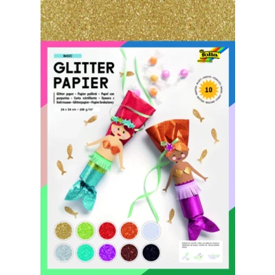 Afbeelding van Glitterpapier Folia 1 zijdig 24x34cm 170gr 10 vel assorti