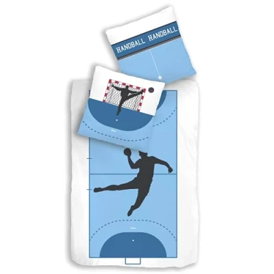 Afbeelding van MTOnlinehandel TräMHELDEN 100% katoenen beddengoed, 135 x 200 cm, handbalsport, kinderbeddengoed, tieners en volwassenen, 1 kussensloop 80 cm + dekbedovertrek
