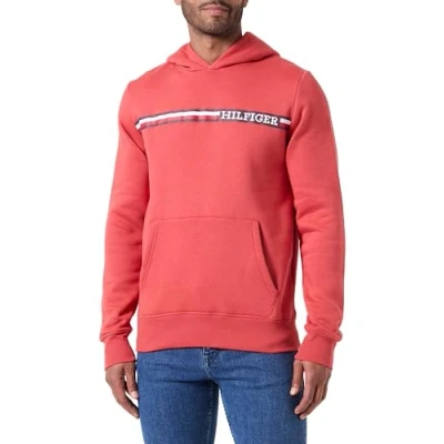 Afbeelding van Tommy Hilfiger Heren BORSTSTREEP HOODY Pullover Hoodie, Terra Rood, XS, XS