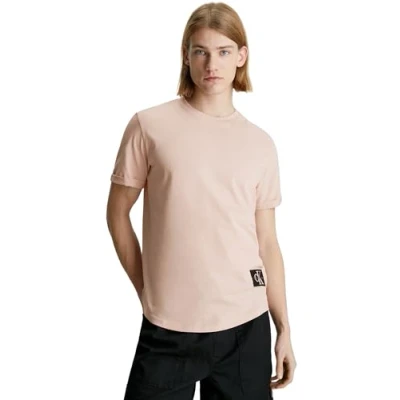 Afbeelding van Calvin Klein Jeans Badge TURN UP Sleeve Tshirt basic, Heren, Maat: XS, Sepia rose