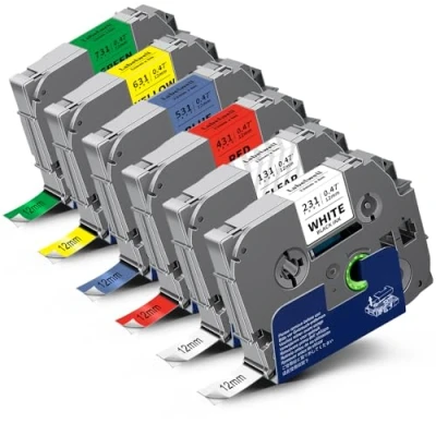 Afbeelding van Labelwell 12 mm 0,47 compatibele Tzc cassette Labeltape vervanging voor Brother TZe 231 131 431 531 631 731 P Touch H101C H110 H105 2030VP P750W E100 H101GB printer