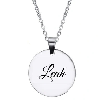 Afbeelding van Ketting RVS Met Naam Gravering Leah Zilver Rond