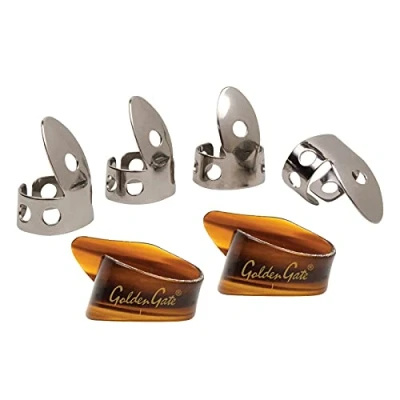 Afbeelding van Nationaal NP1 8B groot formaat duim en vinger pick pack roestvrij staal/zwart P Large Size Stainless Steel/Mock Tortoise