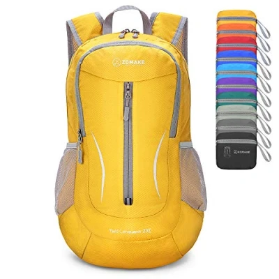 Afbeelding van ZOMAKE Ultra Lichtgewicht Opvouwbare Rugzak 25L,Kleine Waterdichte Wandelrugzak,Pakbare voor Dames En Heren,Outdoor Wandelen Camping Reizen(Geel)