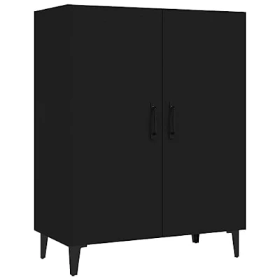 Afbeelding van vidaXL Dressoir 70x34x90 cm bewerkt hout zwart, kast, opbergkast, bijzetkast, wandkast, houten opslagkast, kasten, wandkasten, opbergkasten