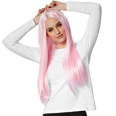 Afbeelding van dressforfun Pruik lang haar glad roze verkleedkleding kostuum halloween verkleden feestkleding carnavalskleding carnaval feestkledij partykleding 303634