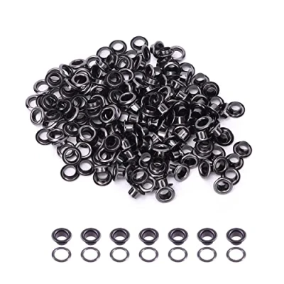Afbeelding van 100 STKS Tule Kit Metalen Messing Grommets Oogjes met Wasmachine Schoen Kleding Canvas Leer DIY Projecten, 4mm Binnendiameter(Zwart)