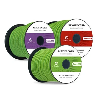 Afbeelding van Abma Cord Bungeekoord 6mm 10M Rubberen Touw Elastisch Koord Expandertouw Spankoord Elastiek voor Camping, Zeildoek, Aanhangwagen, Rugzak, Tentstok, Kajak Fluorescerend Groen