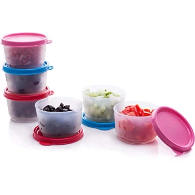 Afbeelding van Kleine voedselcontainers met deksels 6 stuks mini voedselopslagpotten lekvrije snackpotten specerijenbekers stapelbare herbruikbare BPA vrije plastic vaatwasmachinebestendig draagbare lunchbox babyvoeding portiepotten