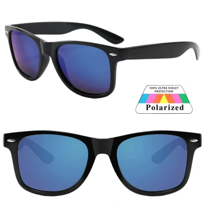 Afbeelding van Fako Sunglasses® Zonnebril Classic Polarised Polariserend Gepolariseerd Polarized Heren Dames Zwart Blauw Spiegel