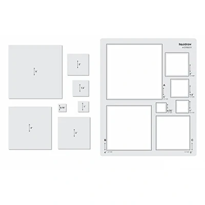 Afbeelding van Liquidraw Quiltsjablonen en linialen voor patchwork acryl stencils set zeshoek, harten, vierkant cirkel (vierkant)