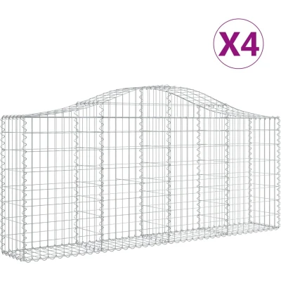 Afbeelding van vidaXL Schanskorven 4 st gewelfd 200x30x80/100 cm gegalvaniseerd ijzer