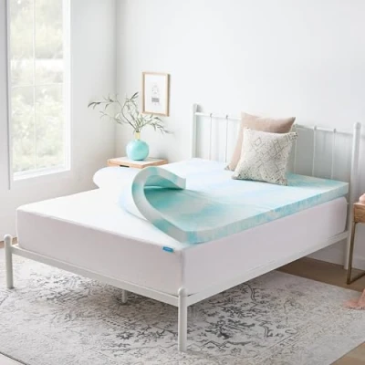 Afbeelding van Linenspa Gel Swirl Memory Foam Topper, Blauw, Twin XL