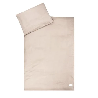 Afbeelding van mousseline kinderbeddengoed 100 x 135 cm + 40 60 cm, 2 delige set dekbedovertrek en kussensloop, 100% katoen, met ritssluiting, standaard by Oeko Tex, zand