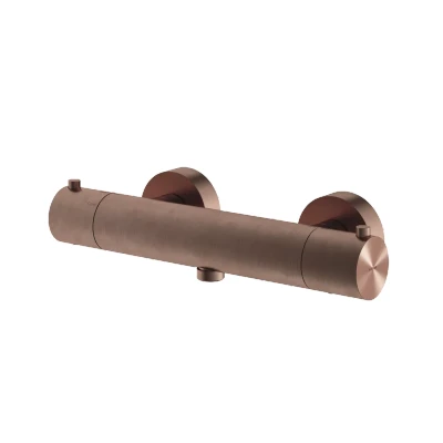 Afbeelding van HotBath Archie Thermostatische douchemengkraan met 1/2&quot; doucheslang onderaansluiting Geborsteld Koper PVD AR088BCP