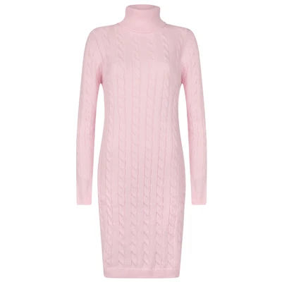 Afbeelding van Felix Hardy Cable Turtleneck Etuijurk, Dames, Maat: Large, Light pink