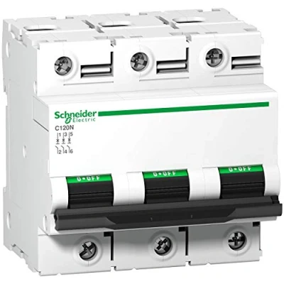 Afbeelding van Schneider electric c120n installatieautomaat 3 polig 10ka d karakteristiek 80a 9 modulen a9n18387