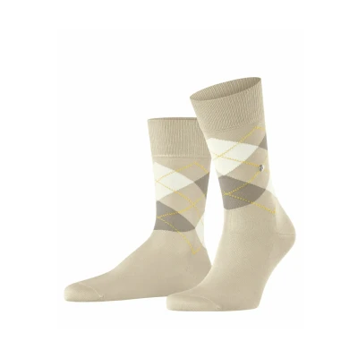 Afbeelding van Burlington Manchester Sok Ruit Lichtbeige 4840 maat 40 46 Heren Halfhoge sokken Katoen