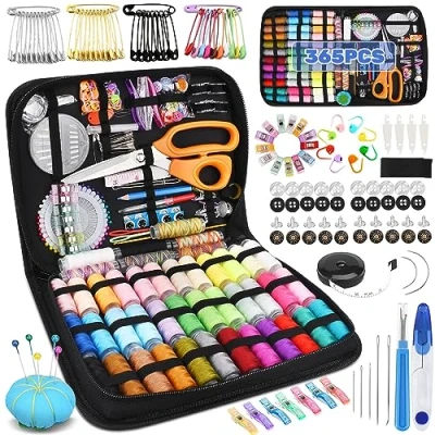 Afbeelding van TOPSEAS 365 naaiset,naai accessoires,Naaikit,mini Naaiset met koffer,naald,draad,schaar,maatregel enz,draagbare Mini voor Beginners en Reizigers