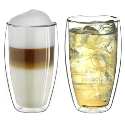 Afbeelding van Creano dubbelwandig thermoglas 400 ml “DG SH, groot glas van borosilicaatglas, dubbelwandige koffieglazen, theeglazen, latteglazen, set 2 stuks