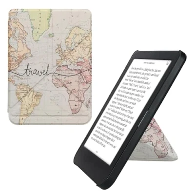 Afbeelding van kwmobile E reader hoesje geschikt voor Kobo Clara BW / Colour hoes Ereader flip case met standaard cover van kunstleer In zwart meerkleurig