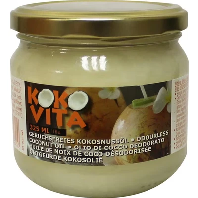 Afbeelding van Kokovita kokosolie geurloos in glas 325 ml