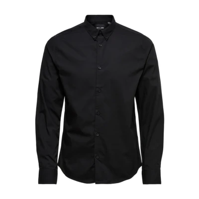 Afbeelding van Only &amp; Sons Klassisches Zakelijk overhemd, Heren, Maat: Large, Black