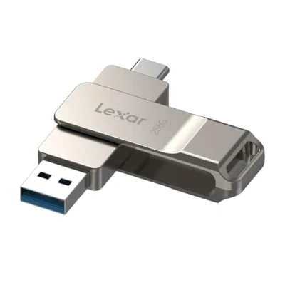 Afbeelding van Lexar D40E 256 GB Dual Drive USB 3.2 Gen 1 Type C Jump Drive, Flash Metalen Behuizing Draaibaar Ontwerp Thumb (LJDD40E256G BNSNG)