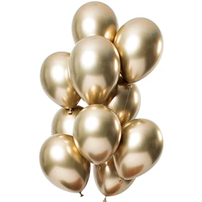Afbeelding van Ballonnen set Gouden Chrome 30cm 12 stuks
