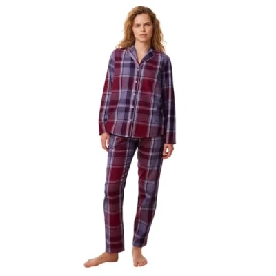 Afbeelding van Triumph dames Pyjamaset met ruitdessin in de kleur Bordeauxrood, maat: 40