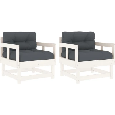 Afbeelding van Loungeset Met Kussens Massief grenenhout of Douglas Hout 1 / Wit Stoel