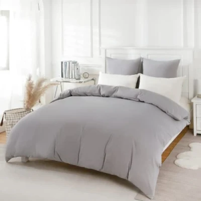 Afbeelding van REDKEY Beddengoed, 240 x 220 cm, 3 delig, lichtgrijs, dekbedovertrek cm met 80 microvezel, beddengoedset ritssluiting, knuffelzacht