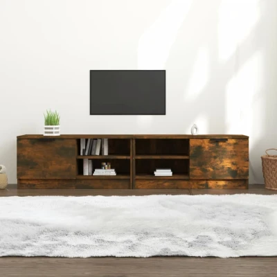 Afbeelding van Tv meubelen 2 st 80x35x36,5 cm bewerkt hout gerookt eikenkleur