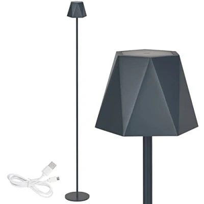 Afbeelding van Clauss Led vloerlamp met accu via USB oplaadbaar, draadloos, dimmer, van metaal voor binnen en buiten, IP54, grijs, 10015