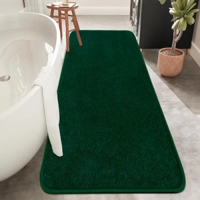 Afbeelding van Rururug Extra grote badmat microvezel badmatten voor badkamer ultra zacht absorberend badkamertapijten antislip antischimmel badkamermat, machinewasbaar (groen, 50 x 120 cm)