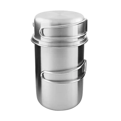 Afbeelding van Handvat mok set (500/600 / 850 ml) Roestvrij stalen bestaande uit beker en deksel met opvouwbare handgrepen volume schalen compatibel Nalgene brede hals 1L