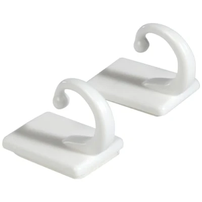 Afbeelding van Gardinia Embrasse haken, zelfklevend, 2 stuks, voor het openhouden en dren van lichte gordijnen, kunststof, wit, lengte: 2,5 cm