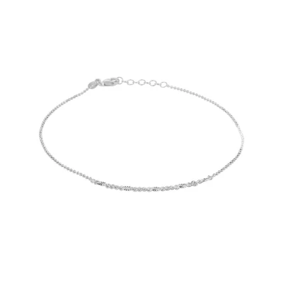 Afbeelding van YO&amp;NO Enkelbandjes Zilver Ballchain Rondjes Gediamanteerd 26cm Sieraden Vrouw Gerhodineerd 925