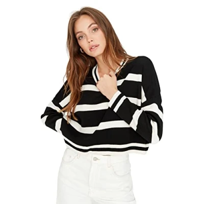 Afbeelding van Trendyol Bruine Cropped Gestreepte Gebreide Trui Twoaw23Kz00205