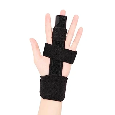 Afbeelding van Scurnhau Vingerspalk middelvinger spalk kleine vinger bandage voor wijsvinger ringvinger brace gebroken aftrekvinger fractuur linker en rechterhand, S/M