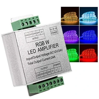 Afbeelding van RGBW Versterker DC12 24V 24A 4 Kanaals Uitgangscircuit Aluminium Shell LED Strip Controller Datasignaalversterker