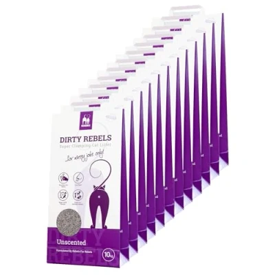 Afbeelding van Dirty Rebels kattenbakvulling GEURLOOS 12 pack (12x10 L) extreem snel klontvormend