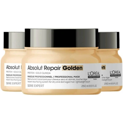 Afbeelding van 3x L&#039;Oréal Professionnel Absolut Repair Golden Haarmasker 250 ml