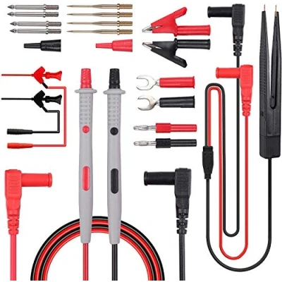 Afbeelding van DollaTek Meetkabelkit, 21 in 1, elektrische multimeter, meetkabel met krokodillenklemmen, testsonde, banaanstekker, multimeterkabel voor spanningstester